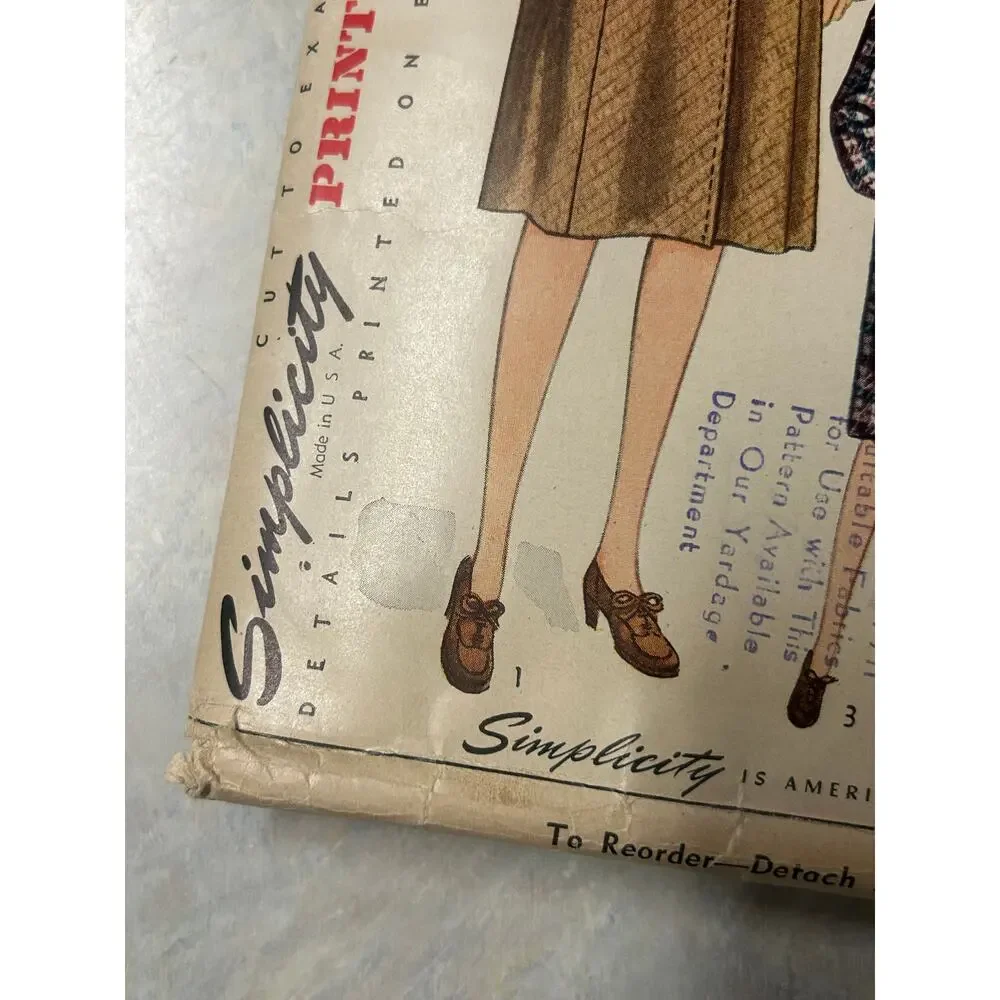 Vintage 30-s-40's Simplicity‎ Pattern #4439 Women's Coat Size 42 HTF RARE